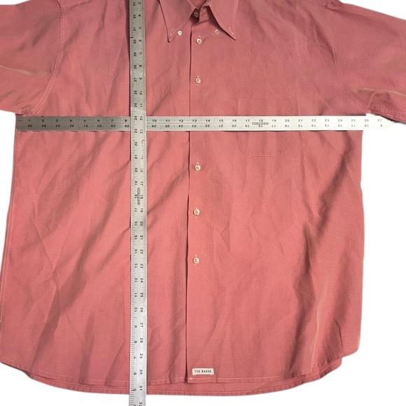 Ted Baker London Men’s Luxury Long Sleeve Button Down Salmon Pink Shirt Size XL - Picture 5 of 6